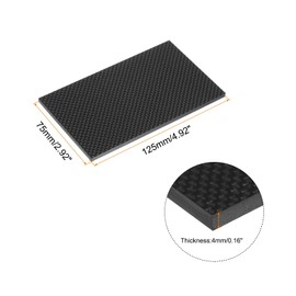 sourcing map 2 Pcs Carbon Fiber Sheet 125x75x1.5mm Glossy Surface Pultruded Flat Carbon Fiber Board Plate Plain Weave Panel Sheet for Kites RC Airplane