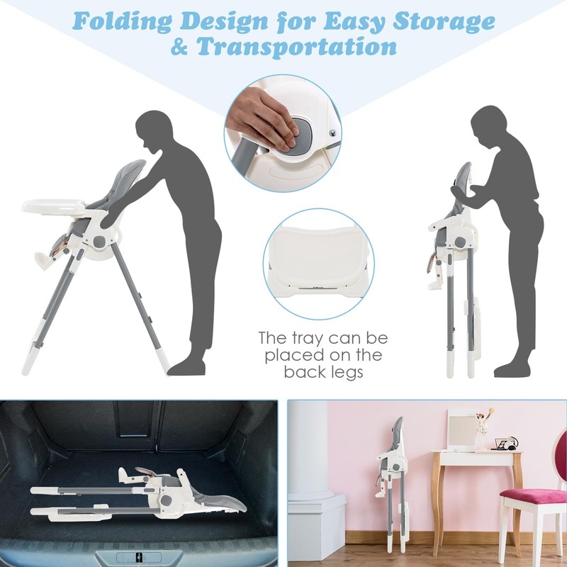 INFANS High Chair for Babies & Toddlers, Foldable Highchair with