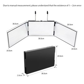 ikaufen 3 Way Mirror for Self Hair Cutting 360° Adjustable & Foldable Mirror,Portable Trifold Barber Mirrors 3 Sided Makeup for Colouring, Hair Styling, Makeup & Shaving