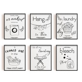 SUPERDANT 6pcs/set Painting Canvas Wall Art Laundry Today Or Naked Tomorrow Canvas Painting Canvas Print Artwork Wall Decoration for Home (Unframed)