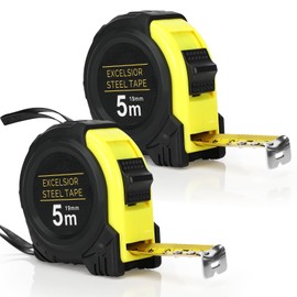 Farerkass 2 x Professional 5 m Tape Measure, Imperial and Metric Measurement, with Polymer Protective Layer, Robust Tape Measure with Belt Clip, Automatic Retraction with Quality Spring, Width 19 mm