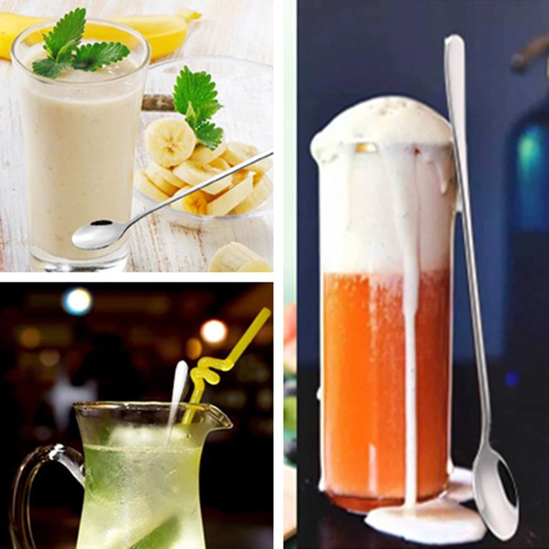 8 Inch Long Handle Spoon Iced Tea Spoons, 4pcs Coffee