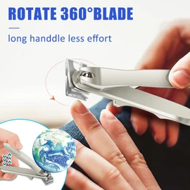 Nail Clippers for Men - DRMODE 360 Degree Rotary Toenail Clippers for Seniors with Long Handle Easy Grip,Ultra Sharp Heavy Duty Fingernail Clippers Large Nail Cutters Trimmer with Nail File