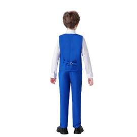 Mosedou Traje formal para niños, chaleco y pantalón para boda, Azul Real, 2 Años