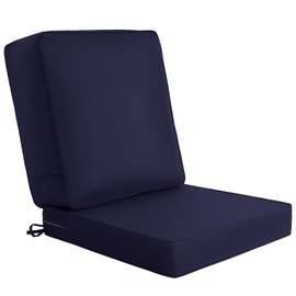 Outdoor Chair Cushion Set 22x 22in, Waterproof & Fade Resistant Patio Furniture Seat Cushions, 6.5" Thickened Back Cushions Mix Filling 70D High Density Spong+ Memory Spong, Removable Cover, Navy blue