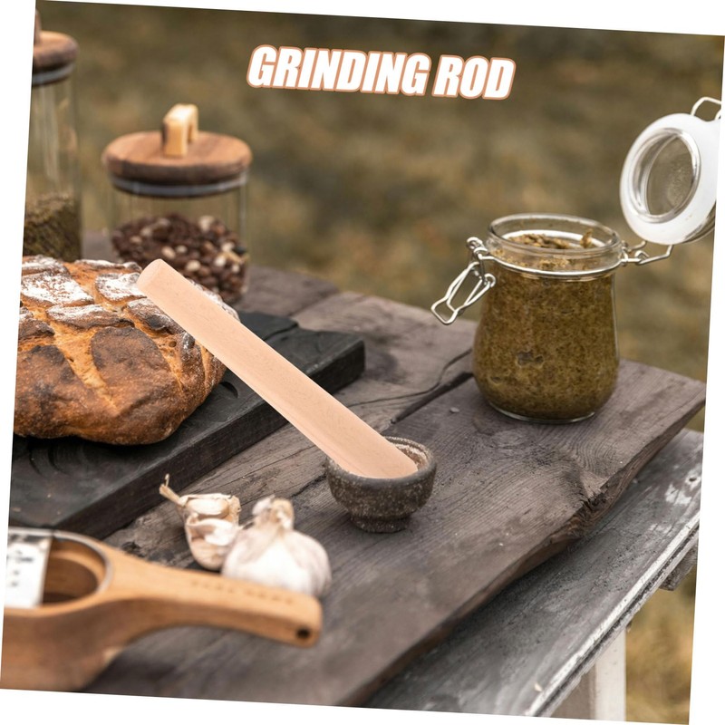 Ipetboom Wooden Pestle Garlic Grinder Beechwood Food Masher Tool Lightweight