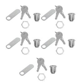 5 Pack Tubular Cam Lock, 5/8 Inch Cabinet Cam Lock Set, Zinc Alloy Lock for Vending Machine Truck Pickup Tool Box