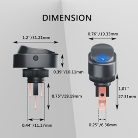 3 Pack Led Oval Rocker Switch 3Pin ON-Off SPST Marine Toggle Switch for Car Boat Golf Cart Motorcycle Dashboard Replacement 12V RV Light Power Switch