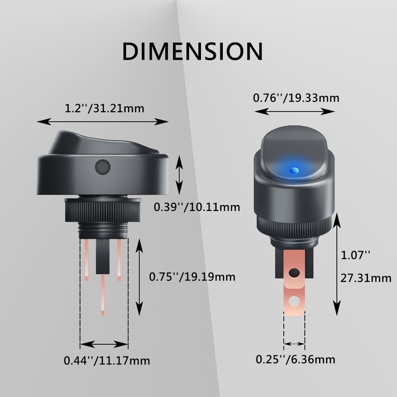 3 Pack Led Oval Rocker Switch 3Pin ON-Off SPST Marine