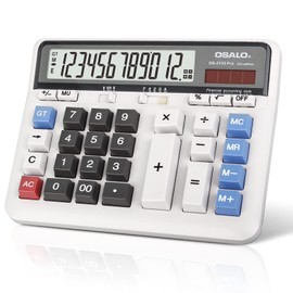 Desktop Calculator Extra Large LCD Display 12-Digit Big Number Accounting Calculator with Giant Response Button, Battery & Solar Powered, Perfect for Office Business Home Daily Use(OS-2135)