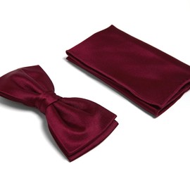 BRERA 67 Set Cummerbund Pocket Square and Bow Tie for Suit Various Sizes and Colours Made of Silk | Bow Tie with Pocket Square Accessories Set for Tuxedo Men | Belt for Evening Dress, bordeaux