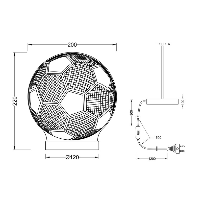 Reality Leuchten Ball A R52471106 LED Table Lamp, Acrylic, 7