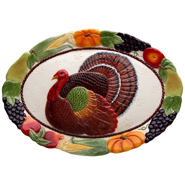 Cosmos Turkey Platter, Multicolored