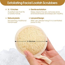 6 púas de esponjas exfoliantes para la cara, esponja limpiadora facial natural Luffa