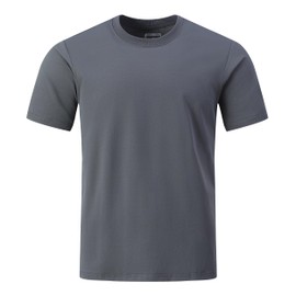 Men's Quick-Dry Moisture-Wicking T-Shirt，Gym Training & Outdoor Hiking Work Utility Shirt,Ash L
