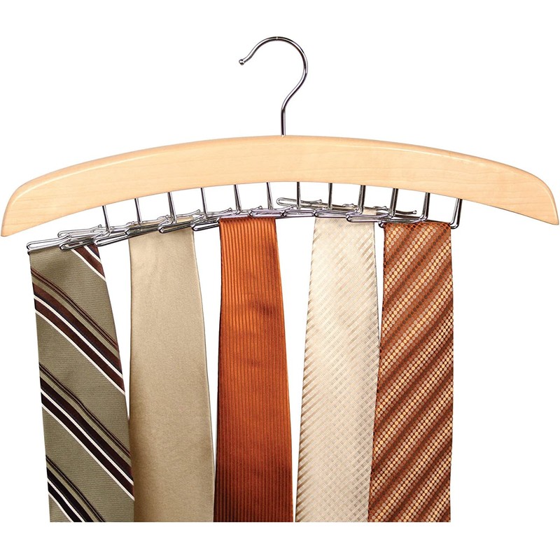 Richards Wooden Tie Rack Hanging Organizer for Mens Closet Accessories,