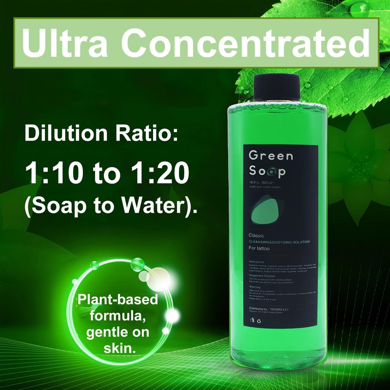 16.9oz Green Soap Tattoo Kit, Urknall Ultra Concentrated 16.9oz Green