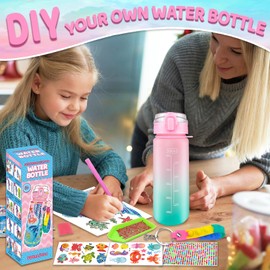 EDsportshouse Decorate Your Own Water Bottle Kits for Girls Age 4-6-8-10,Mermaid Painting Crafts,Fun Arts and Crafts Gifts Toys for Girls Birthday Christmas(Mermaid)