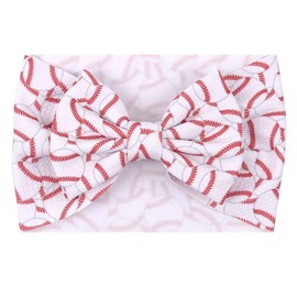 ZCYYYS 7’’ Hair Bow Headband for Baby Baseball Hairband Toddler Bowknot Headband Wide Hair Band Sport Football Headbands TSFD65 (Baseball Pattern, One Size)