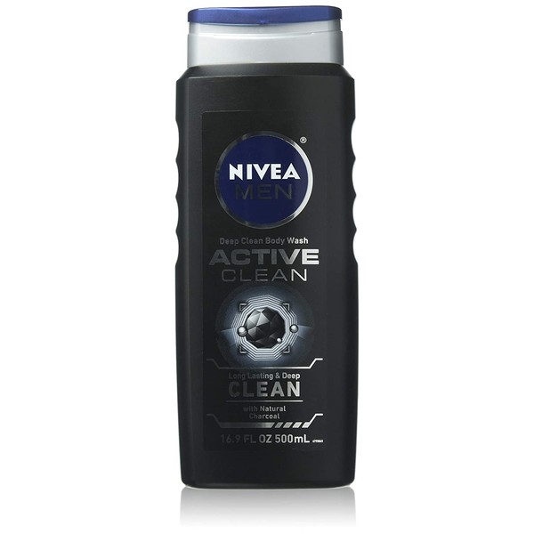 NIVEA FOR MEN Body Wash Active Clean 16.9 oz (Pack of 2)