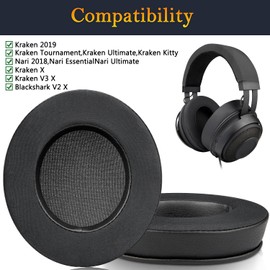 SOULWIT Cooling-Gel Earpads Cushions for Razer Kraken 2019/Tournament Edition/Ultimate/Kitty, Ear Pads Replacement for Nari/Essential/Ultimate, Blackshark V2 X, Kraken X/V3 X Headset