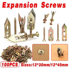 AIMALL 100-Piece Self-Drilling Drywall Anchors and Screws Set, 12mm x 1.18in / 12mm x 1.57in Hollow Wall Expansion Kit for Heavy Duty Home Use