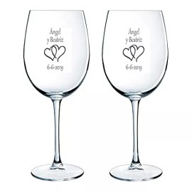 2 Copas De Cristal Personalizadas Grabada En Láser + Diseño