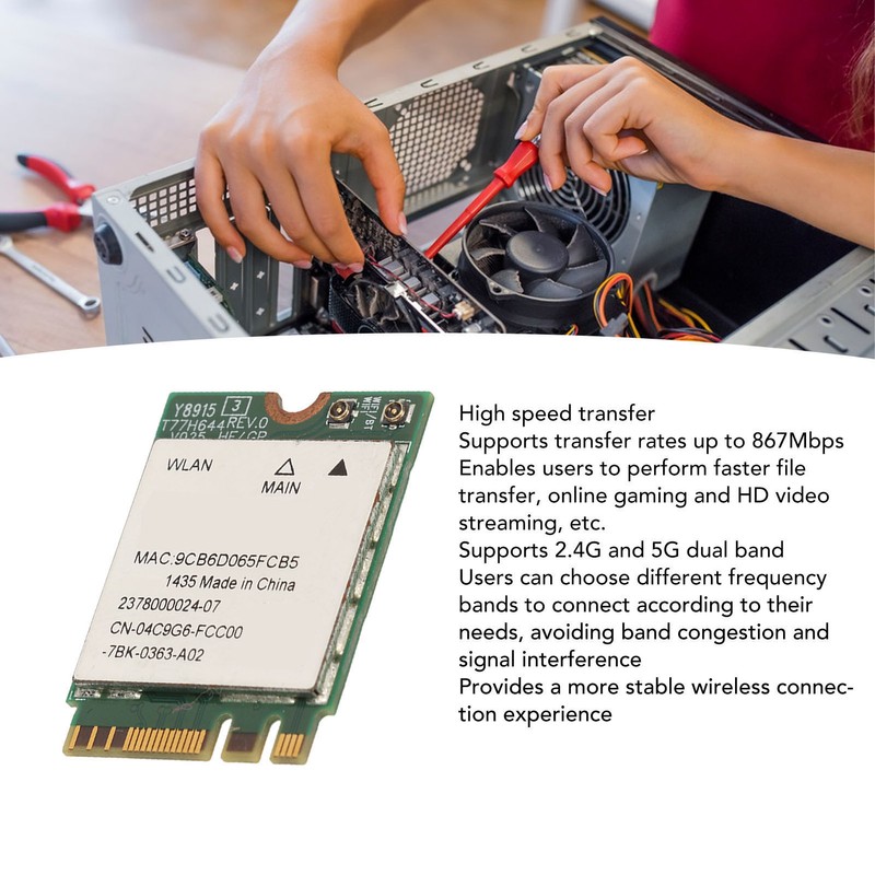 for Killer 1435 M.2 WiFi Card 867Mbps 2.4G 5G Dual
