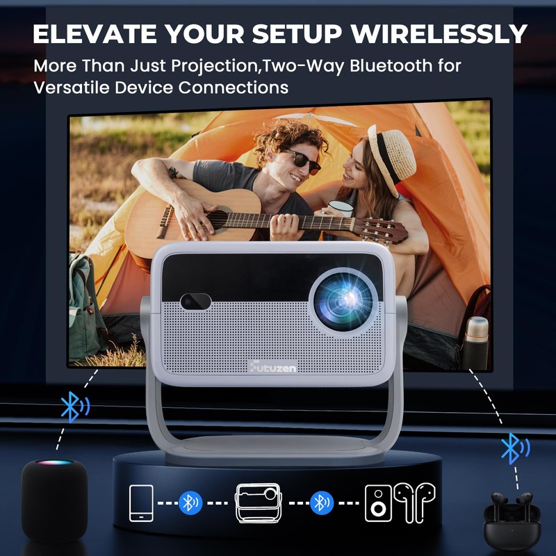 Smart Android Projector with 4K 8K Support, 600 ANSI, 360°