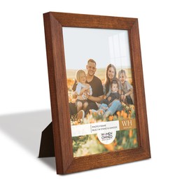 Renditions Gallery 6x8 inch Picture Frame Modern Style Wood Pattern and High Definition Glass Ready for Wall and Tabletop Photo Display, Walnut Frame