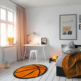 OhBeWater - 30x30 - Room Rug - Rug for Bedroom - Carpet for Bedroom - Basketball Rugs for Boys Room - Cool Rug - Accent Rug - Kids Rugs for Bedroom Boys - Bedroom Rugs Clearance - Slam Dunk