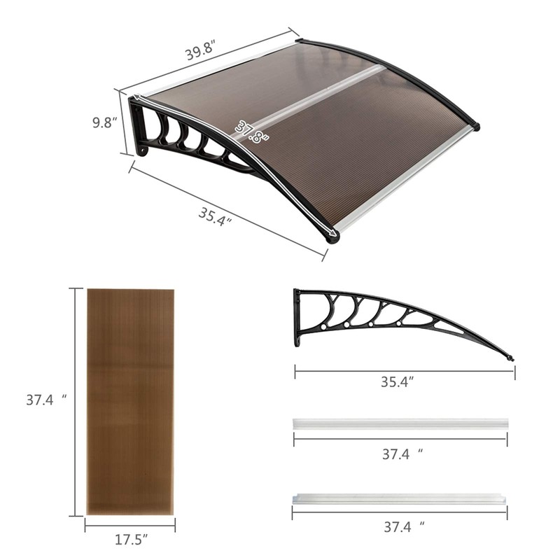 Flandre Patio Door Window Awning Canopy, Polycarbonate Cover Front Door