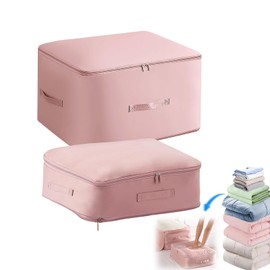 Ultra Space Saving Self Compression Organizer, Compression Storage Bags for Clothes, Storage bags with Zipper, Quilt Compression Bags for Storage, Duvet Storage Bag Large Capacity Organizer Bag (2PCS)