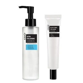 coxir coxir ULTRA HYALURONIC CLEANSING OIL 5.07 fl.oz + BLACK SNAIL COLLAGEN EYE CREAM 1.01 fl.oz l Oil Cleanser, Hyaluronic Acid, Collagen, Black Rice, Snail Mucin, Korean Skin Care
