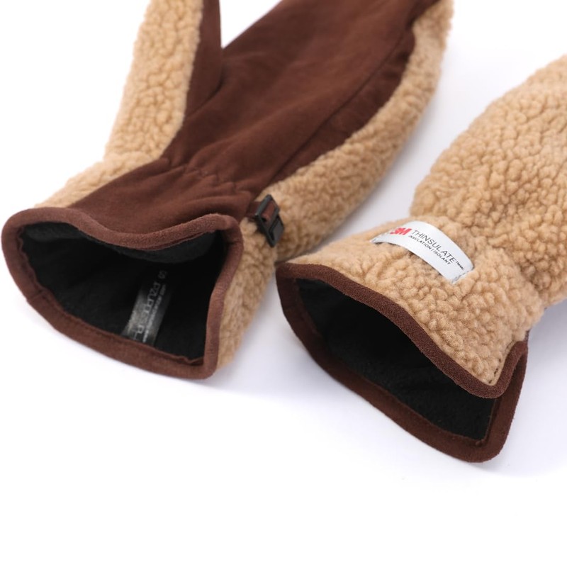 Harssidanzar Men's Sherpa Mitten Finger Liner Outdoor Mitt for Winter