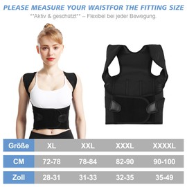 SOARFLY Back Straightener, Posture Correction Back for Women and Men, Back Support Belt, Adjustable, Breathable and Invisible Under Clothing, Shoulder Strap, Neck Support, Waist 72-78 cm
