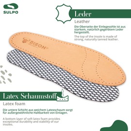 SULPO Orthopaedic Insoles - Insoles Shoes Orthopaedic - Insoles with Rubber - Wedge - Latex Insoles Memory Foam - Genuine Leather Insole
