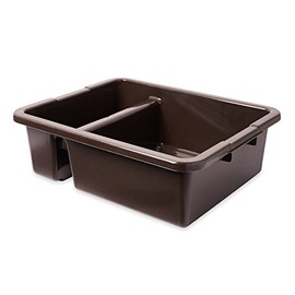 Rubbermaid 3350 21-1/2" Length x 17-1/8" Width x 7" Height, 7 gallon Brown HDPE Divided Bus/Utility Box