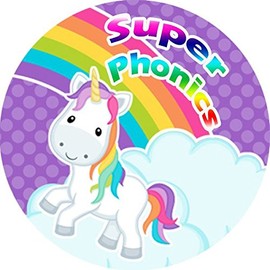 144 Phonics Unicorns 30mm Reward Stickers for School Teachers, Parents, Nursery