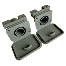 2 x 28mm Waste Outlet Hose Sockets with Flap – Caravan/Motorhome/Caravan Waste Connectors – Compatible with 81320 Rigid Pipe & 80008 28.5mm ID Grey Convoluted Hose