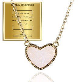 HALUKAKAH Ari Iridescent Opal Heart 18k Real Gold Plated Pendant Necklace - Elegant Feminine Jewelry,Hand Crafted Gift for Valentine's Day,Anniversaries,Everyday Wear,with Giftbox.Adjustable Length