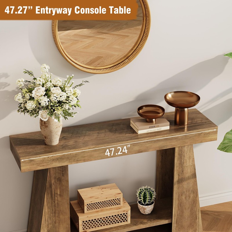 Tohomeor 47.24" Farmhouse Entryway Console Table, Narrow Sofa Table Behind