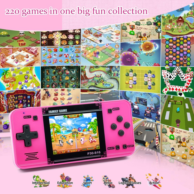 Handheld Game for Kids -Preloaded 220 Retro Video Games, Portable