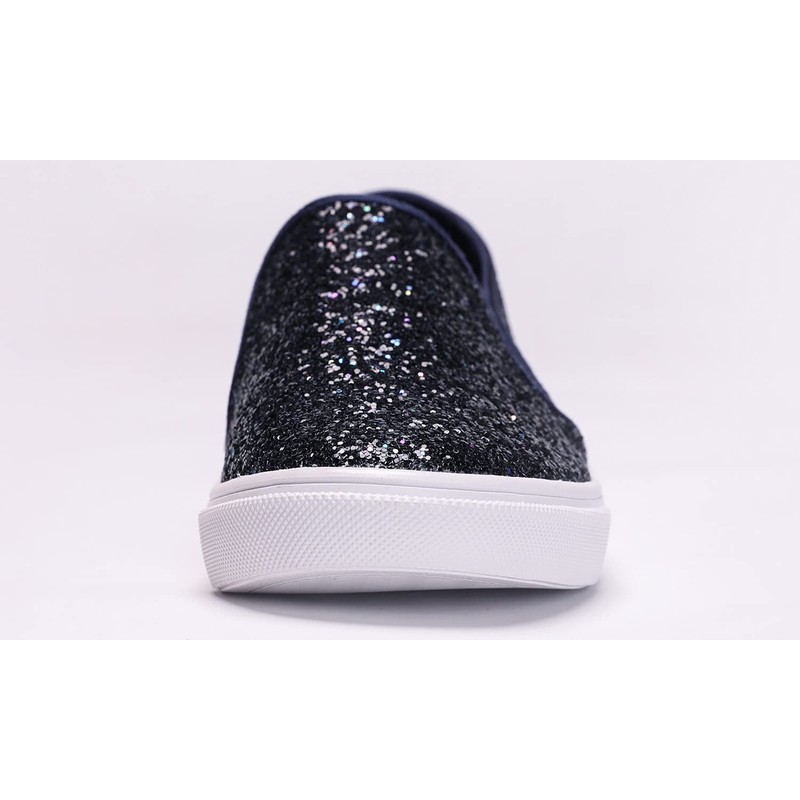 FEVERSOLE Mocasines planos informales para mujer, Escarcha azul marino, 8