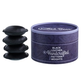 The Quilted Bear Leather Pattern Weights 4 x 50mm - Genuine Leather Paper & Fabric Weight for Sewing Fabric, Cutting Fabric & Sewing Pattern Paper, Poster Paper Weights with Storage Box (Black)