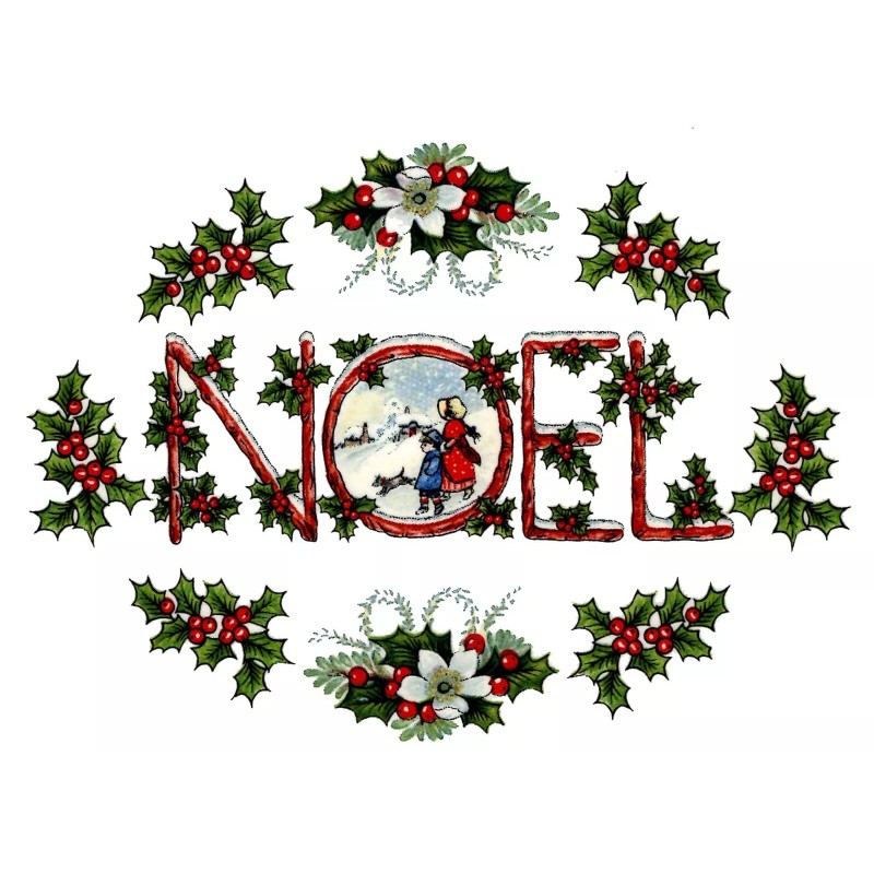 Captive Decals Christmas Vintage Holly Berry Noel 3 pcs 4"