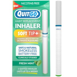 QuitGo Habit Replacement Inhaler with Soft Tip Chewable Mouth Grip, Oral Fixation Support, Clinically Studied Made in USA (Fresh Mint,1 Pack)