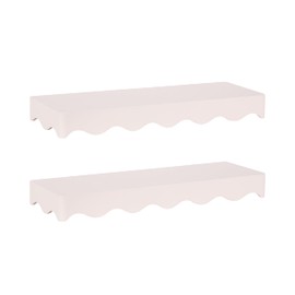 Kate and Laurel Maida Modern Decorative Wavy Wall Floating Shelves, Set of 2, 24 x 8, Pink, Functional Scalloped Kitchen and Bathroom Shelves for Above Toilet or Cute Nursery Bookshelves