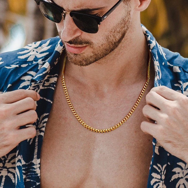 PPRLIFE Gold Necklace for Women 4.3mm Wide 14K Gold Cuban