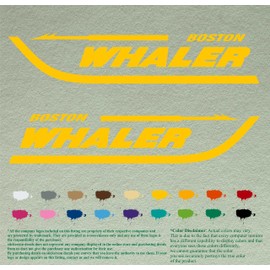Pair 12" Boston Whaler Compatible Replacement Decals *Yellow* Vinyl Stickers Boat Outboard Motor Set of 2